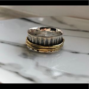 Ring Sterling Silver & Brass Spinner Meditation